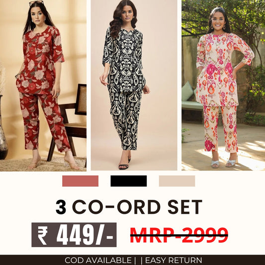 3 Co-ord Set Combo for Women | Stylish & Versatile  | CD-01