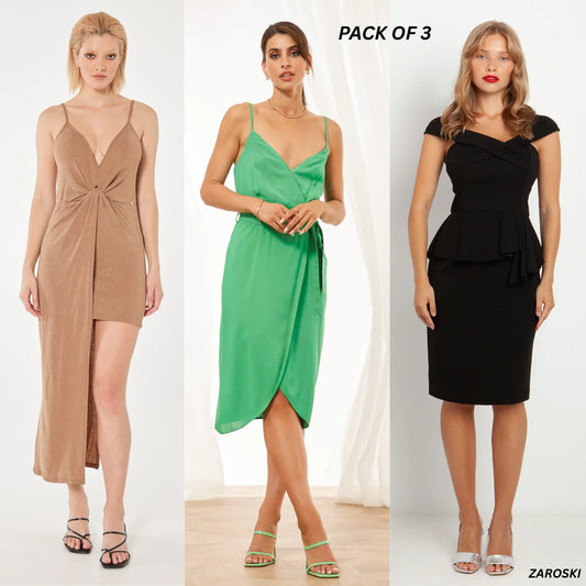 Set of 3 Trendy Western Dresses – Perfect for Work, Parties, and Casual Wear | PD -01