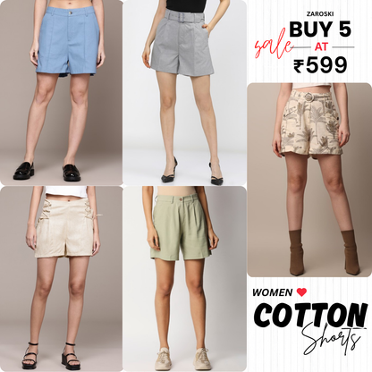 Pack of 5 Women’s Cotton Shorts for Everyday Wear | Ultimate Comfort Combo | CS-01