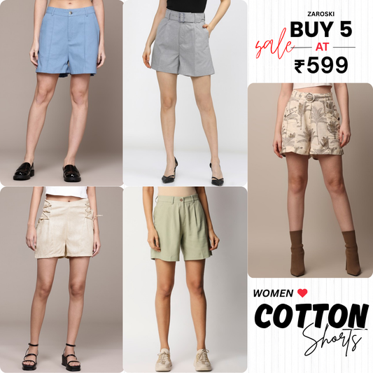 Pack of 5 Women’s Cotton Shorts for Everyday Wear | Ultimate Comfort Combo | CS-01