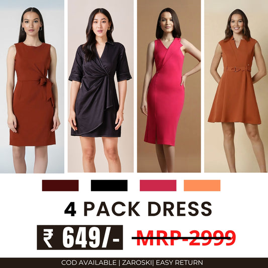 Pack of 4 Women’s Dresses: Chic, Trendy, and Timeless | C-051