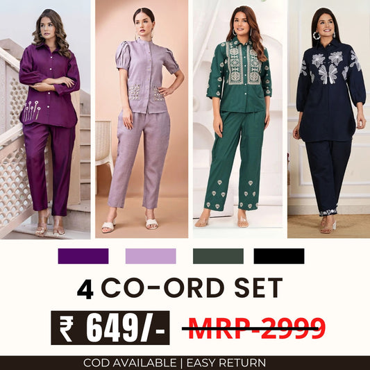 Stylish & Versatile 4 Co-ord Set Combo for Women | CO-21