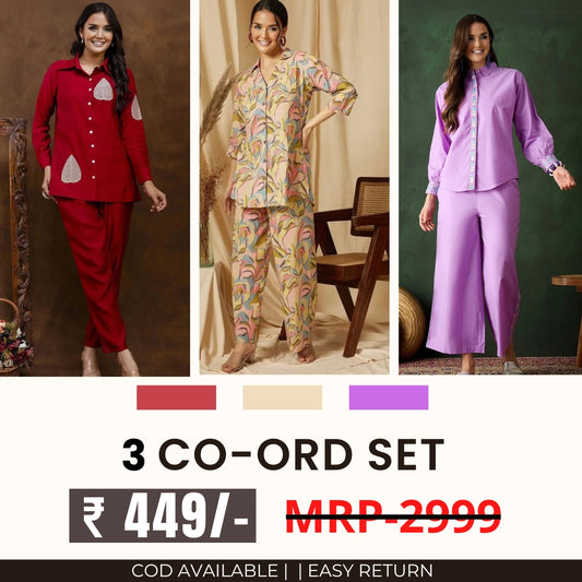 3 Co-ord Set Combo for Women | Stylish & Versatile  | CD-20