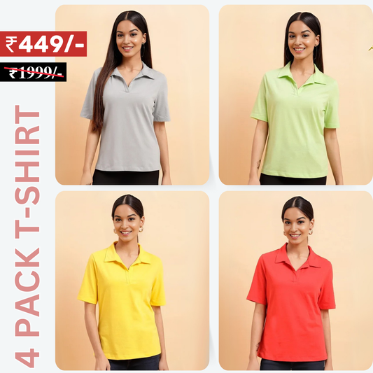 4 Combo Women T-Shirts | Stylish, Comfortable, and Versatile Wardrobe Essentials (TSN-02)