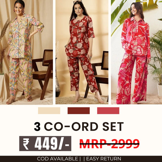 3 Co-ord Set Combo for Women | Stylish & Versatile  | CD-02