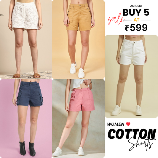 Pack of 5 Women’s Cotton Shorts for Everyday Wear | Ultimate Comfort Combo | CS-02