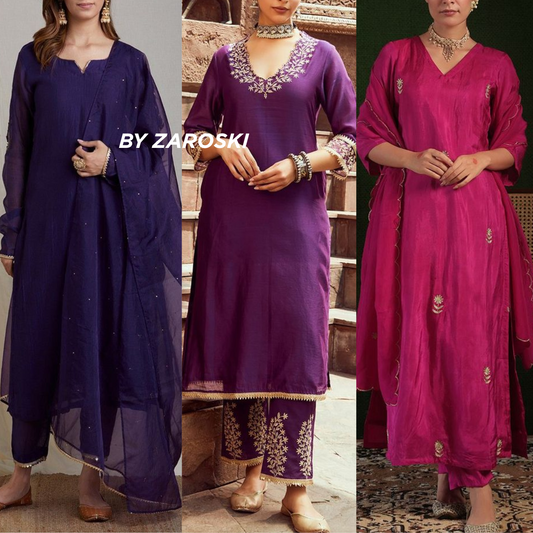 Elegant 3-Piece Women Kurti Set with Dupatta Combo Pack – Stylish, Comfortable & Versatile Ethnic Wear | KS-02