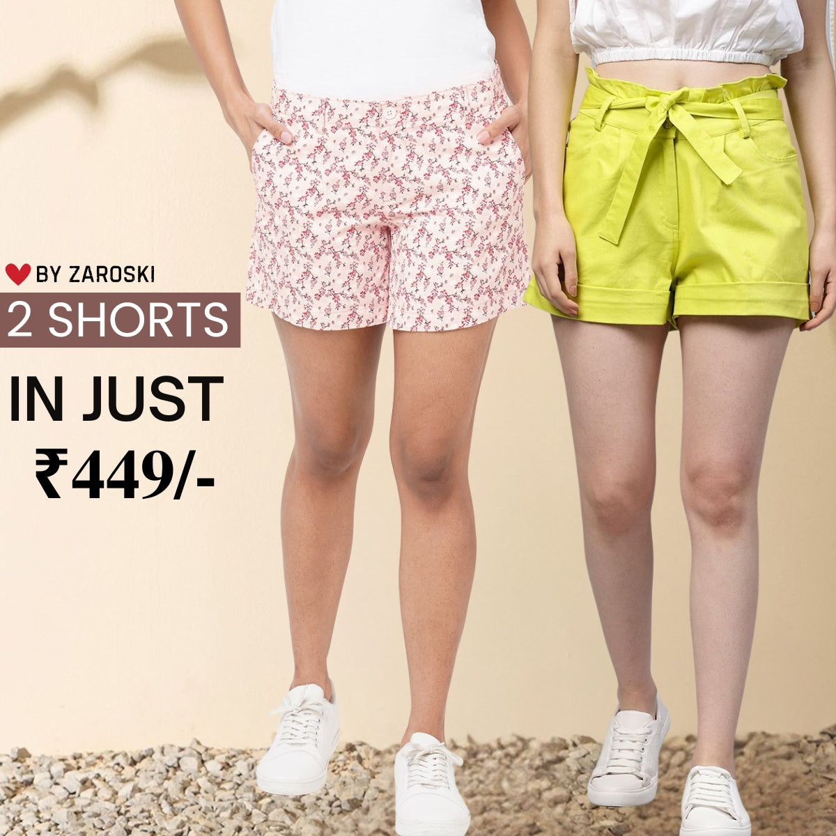 Gorgeous Regular Fit Cotton Shorts for Women | Pack Of 2 | C-023