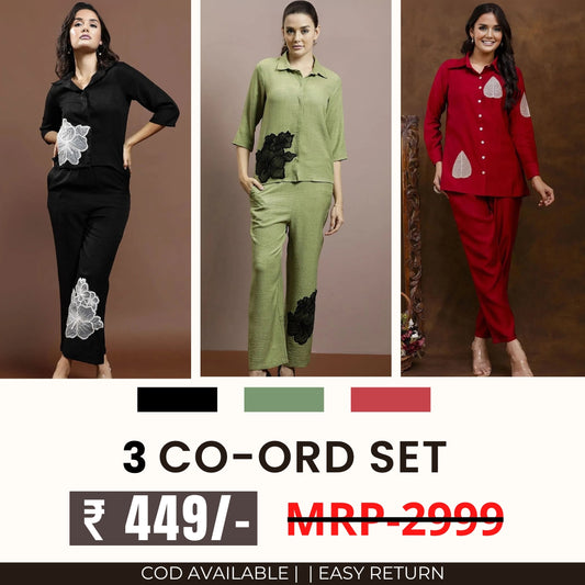 3 Co-ord Set Combo for Women | Stylish & Versatile  | CD-03