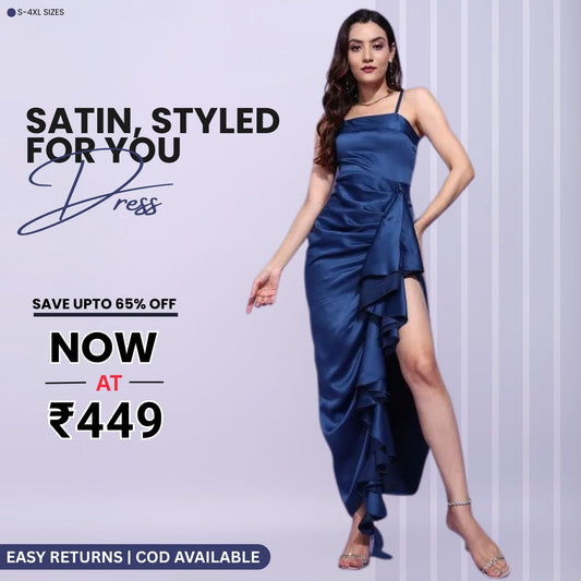 Women’s Full Length Royal Blue Satin Dress Luxe Looks for Every Occasion | S-03
