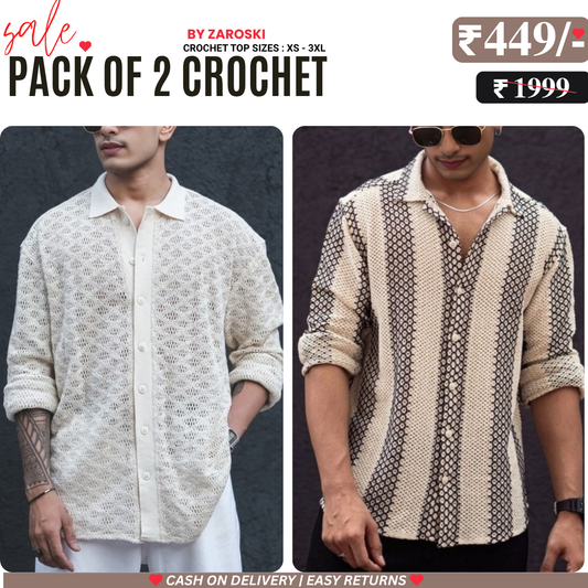 2-Pack Men’s Crochet Shirts | Lightweight and Trendy | CR-03