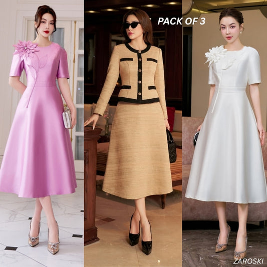 Pack of 3 Fashionable High-Low Hem Western Dress for Evening Celebrations | WD -03