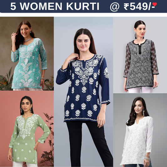 5 Pack Short Kurtis | Perfect For Summer| 3/4 Sleeve | (SK-03)