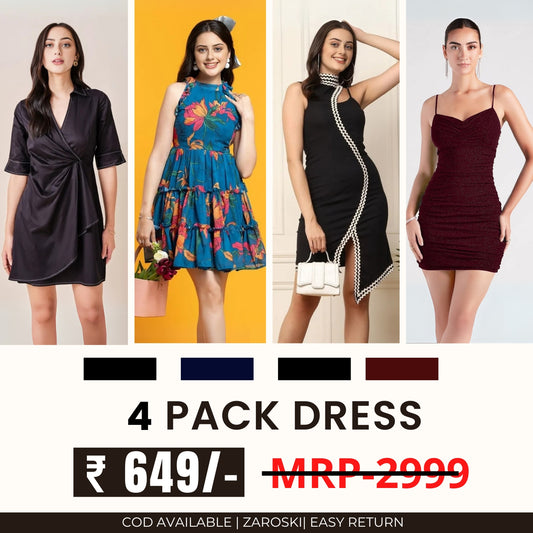 Pack of 4 Women’s Dresses: Chic, Trendy, and Timeless | C-035