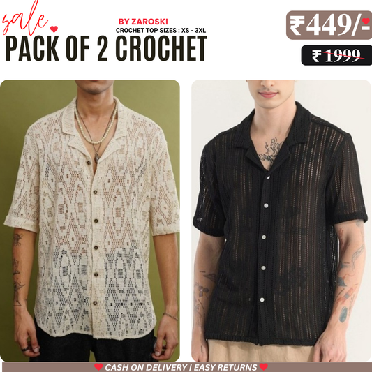 2-Pack Men’s Crochet Shirts | Lightweight and Trendy | CR-04