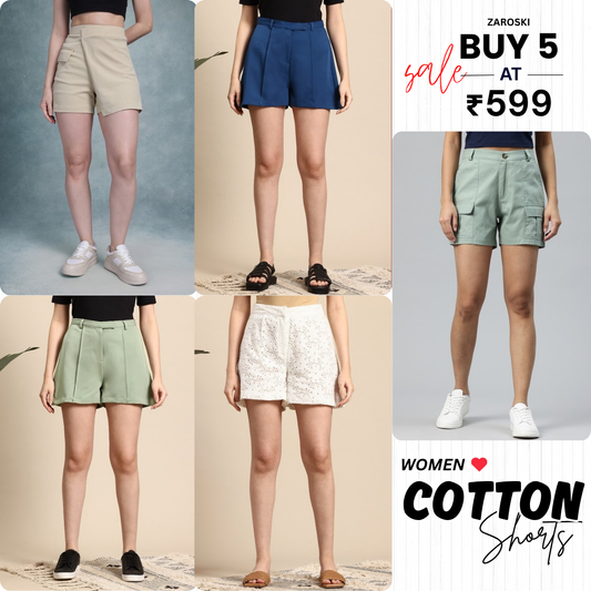 Pack of 5 Women’s Cotton Shorts for Everyday Wear | Ultimate Comfort Combo | CS-04