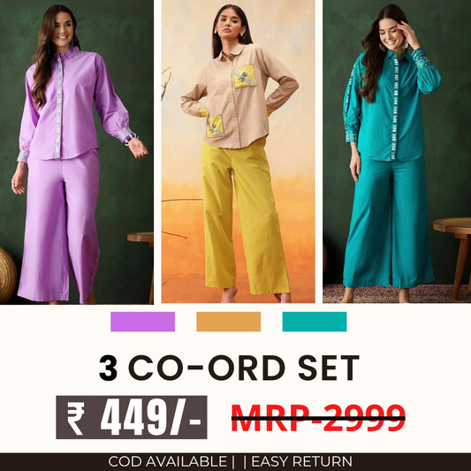 3 Co-ord Set Combo for Women | Stylish & Versatile  | CD-04