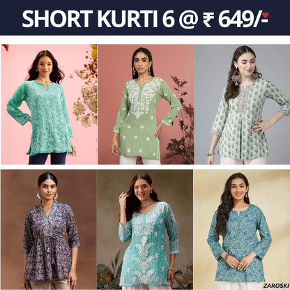 6 Pack Short Kurtis | Perfect For Summer| 3/4 Sleeve | C-104