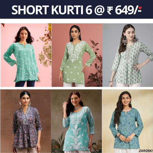 6 Pack Short Kurtis | Perfect For Summer| 3/4 Sleeve | C-104