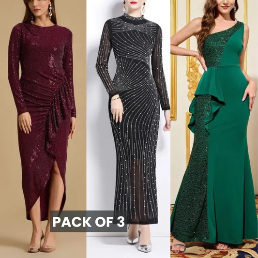 3 Stunning Party Dresses in One Exclusive Combo | Party Perfect | PD-01