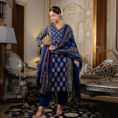 3 Combo Soft Cotton Kurta with Stylish Printed Pants Set For Daily Wear | KSP-06