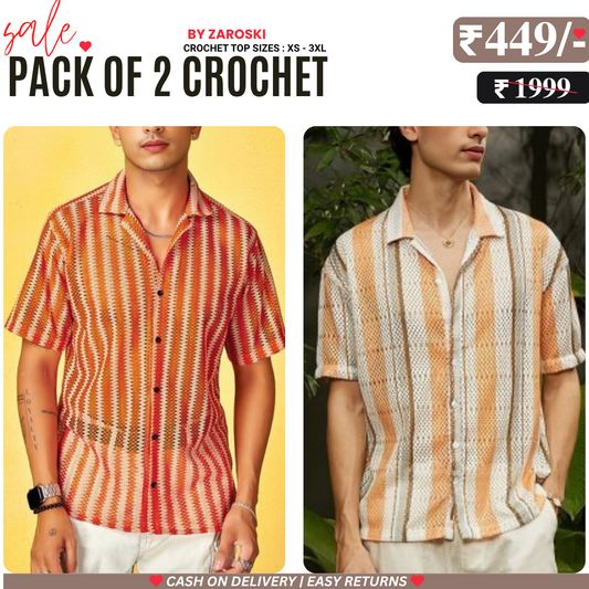 2-Pack Men’s Crochet Shirts | Lightweight and Trendy | CR-05