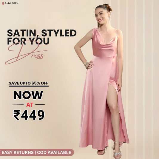 Women’s Full Length Baby Pink Satin Dress Luxe Looks for Every Occasion | S-05
