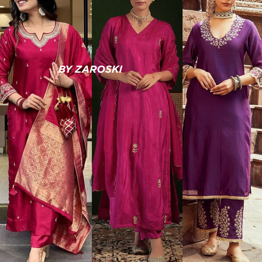Elegant 3-Piece Women Kurti Set with Dupatta Combo Pack – Stylish, Comfortable & Versatile Ethnic Wear | KS-05
