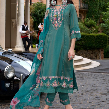 Pack of 3 | Elegant Silk Suit Set for Women | Festive & Party Wear |  SS-07