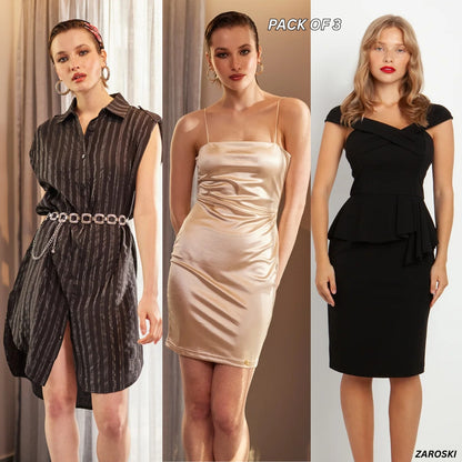 Set of 3 Trendy Western Dresses – Perfect for Work, Parties, and Casual Wear | PD -06