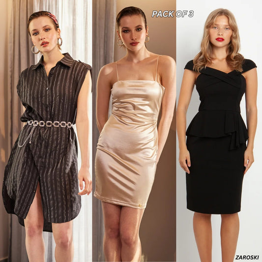 Set of 3 Trendy Western Dresses – Perfect for Work, Parties, and Casual Wear | PD -06