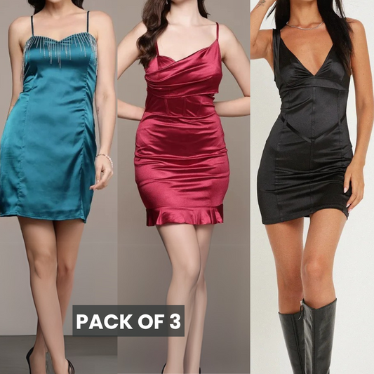 Satin Dress 3 Combo Set  | Limited-Time Combo Pack Deal | SC-06