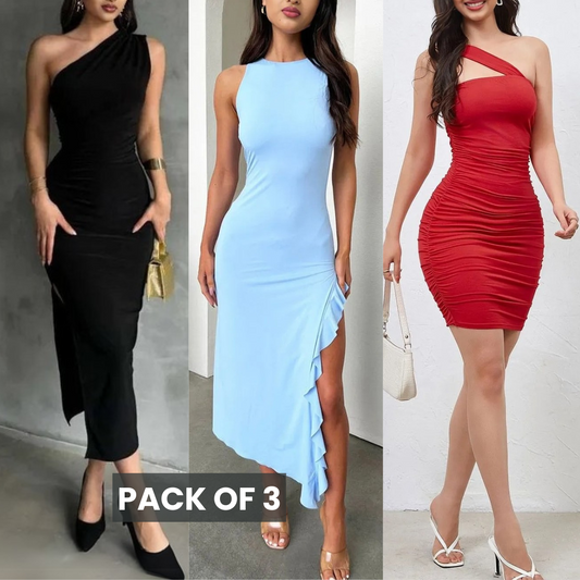 3-Pack Bodycon Dress Combo – Versatile Styles for Every Occasion | DC-06