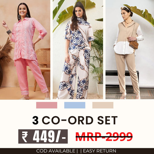 3 Co-ord Set Combo for Women | Stylish & Versatile  | CD-06