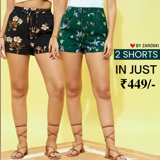 Gorgeous Regular Fit Cotton Shorts for Women | Pack Of 2 | C-027