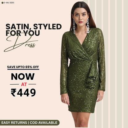 Women’s Green Pink Satin Dress Luxe Looks for Every Occasion | S-07