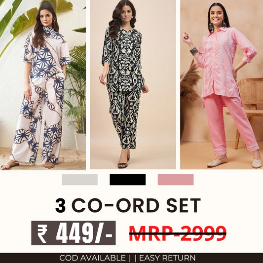 3 Co-ord Set Combo for Women | Stylish & Versatile  | CD-07