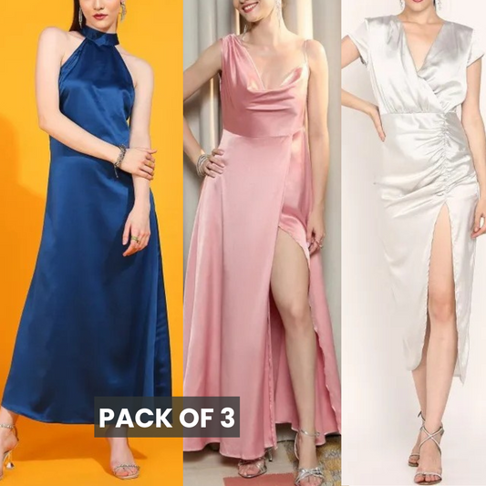 Satin Dress 3 Combo Set  | Limited-Time Combo Pack Deal | SC-07
