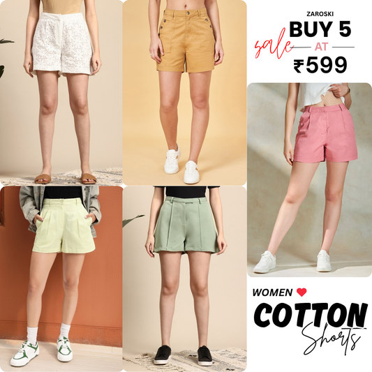 Pack of 5 Women’s Cotton Shorts for Everyday Wear | Ultimate Comfort Combo | CS-07