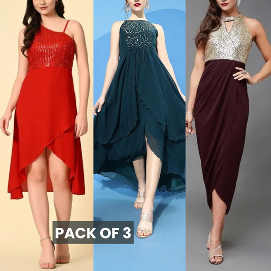 3 Stunning Party Dresses in One Exclusive Combo | Party Perfect | PD-04