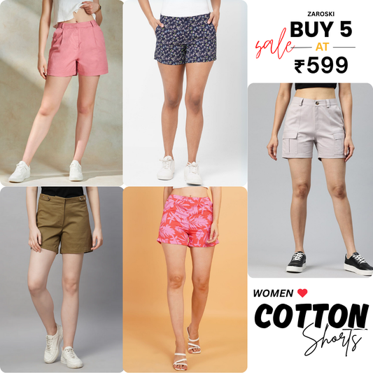 Pack of 5 Women’s Cotton Shorts for Everyday Wear | Ultimate Comfort Combo | CS-08