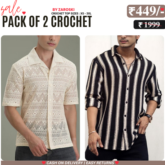 2-Pack Men’s Crochet Shirts | Lightweight and Trendy | CR-08