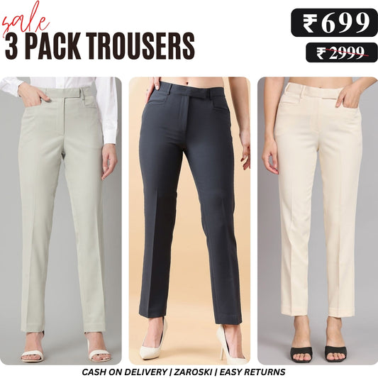3-Pack of Women’s Trousers & Formal Pants (TF-08)