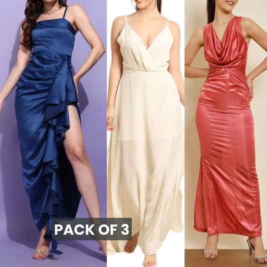Satin Dress 3 Combo Set  | Limited-Time Combo Pack Deal | SC-08