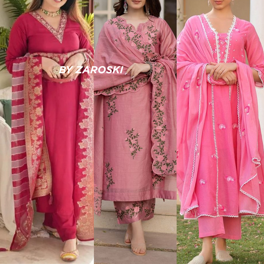 Elegant 3-Piece Women Kurti Set with Dupatta Combo Pack – Stylish, Comfortable & Versatile Ethnic Wear | KS-08