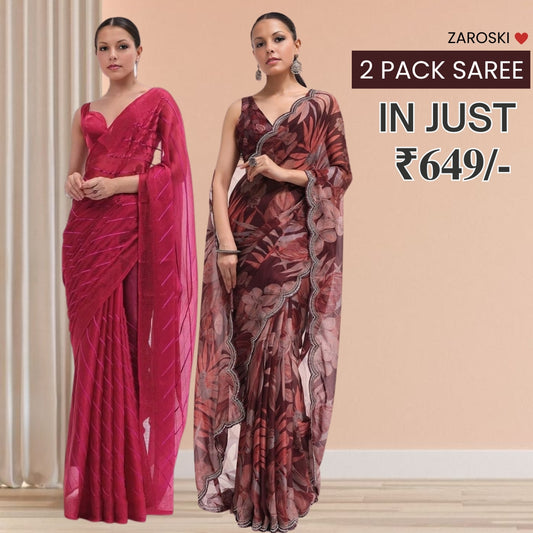 Pack Of 2 Sarees, One Unbeatable Combo in Premium Quality | C-13