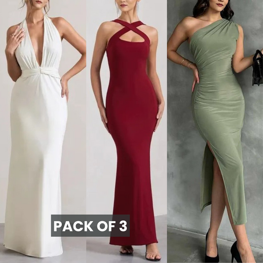 3-Pack Bodycon Dress Combo – Versatile Styles for Every Occasion | DC-08