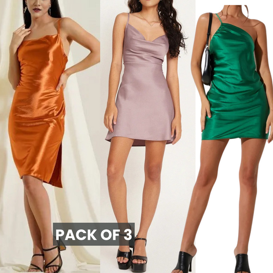 Satin Dress 3 Combo Set  | Limited-Time Combo Pack Deal | SC-09