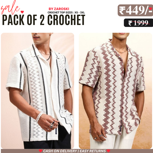 2-Pack Men’s Crochet Shirts | Lightweight and Trendy | CR-09