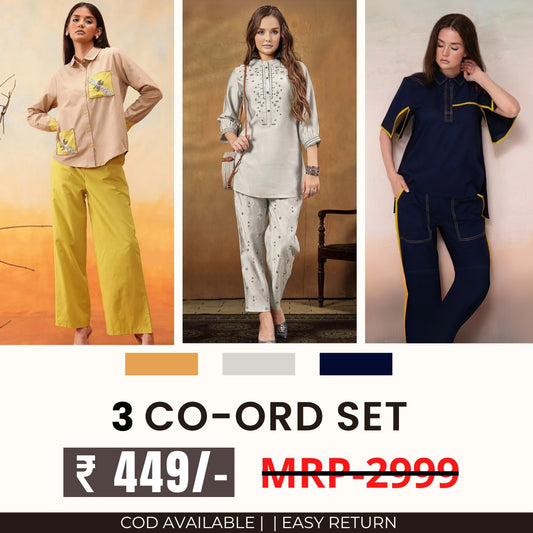 3 Co-ord Set Combo for Women | Stylish & Versatile  | CD-09